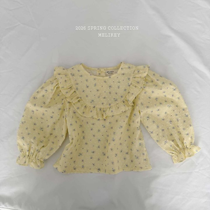 Melikey - Korean Children Fashion - #discoveringself - Round Frill Blouse (Yellow Flower) - 5