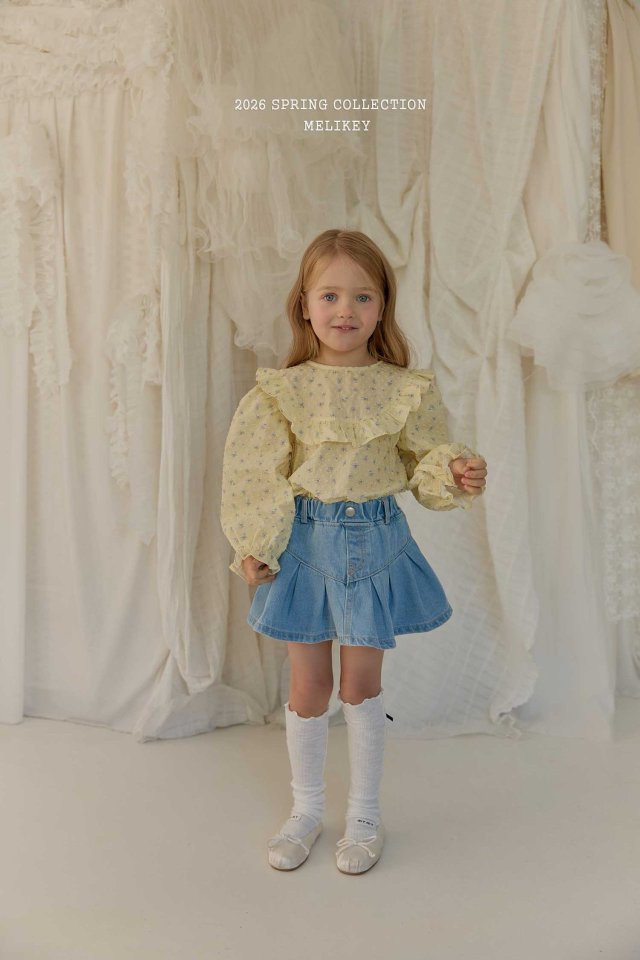 Melikey - Korean Children Fashion - #fashionkids - Lotte Pleated Skirt (Light Denim) - 7
