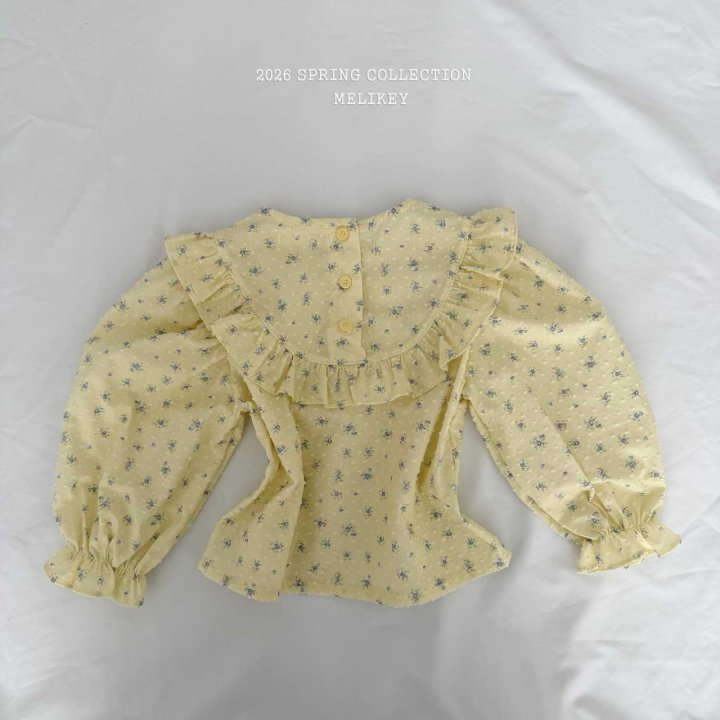 Melikey - Korean Children Fashion - #fashionkids - Round Frill Blouse (Yellow Flower) - 6