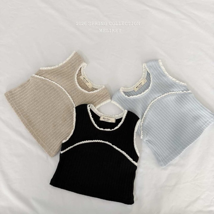 Melikey - Korean Children Fashion - #fashionkids - Celine Lace Sleeveless Tee - 3