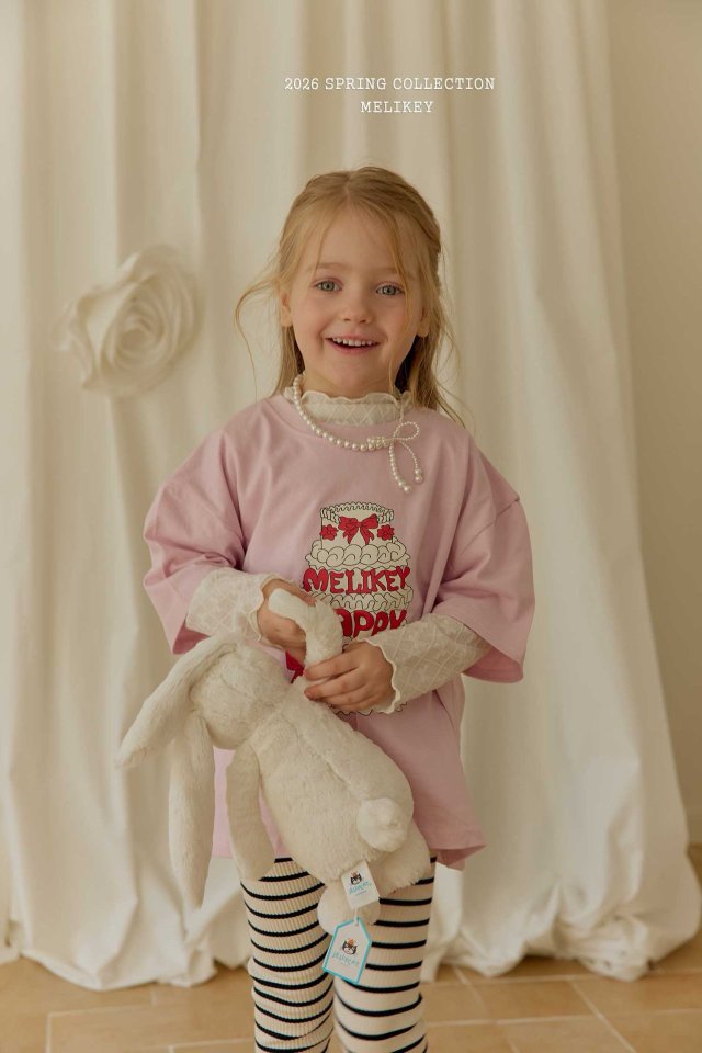 Melikey - Korean Children Fashion - #kidsshorts - Cake Short Sleeve Tee - 10