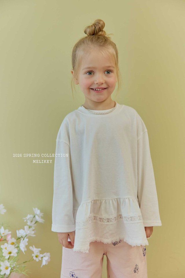 Melikey - Korean Children Fashion - #kidsshorts - Ria Lace Frill Tee - 11