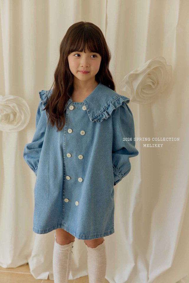 Melikey - Korean Children Fashion - #kidsstore - Denim Sailor Double One-piece - 12
