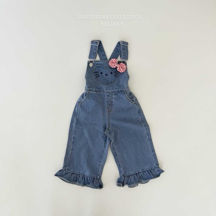 Melikey - Korean Children Fashion - #kidsstore - Kitty Overalls (Ribbon Set) - 3