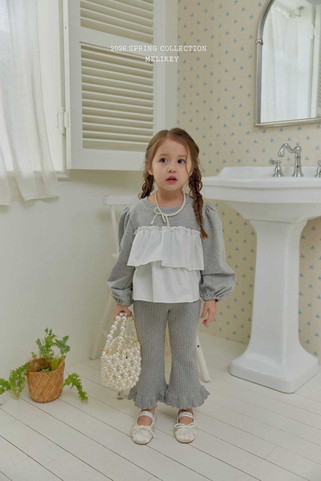 Melikey - Korean Children Fashion - #kidsstore - Ribbed Frill Bootcut Pants - 10