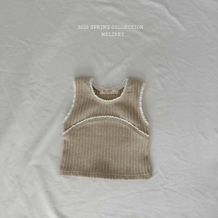Melikey - Korean Children Fashion - #kidsstore - Celine Lace Sleeveless Tee - 5