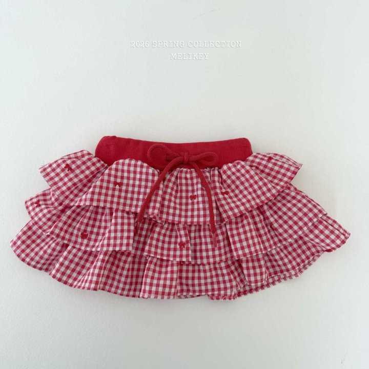 Melikey - Korean Children Fashion - #littlefashionista - Check Ribbon Tiered Skirt - 6