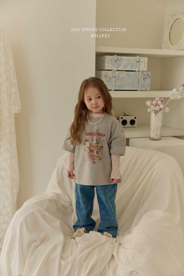 Melikey - Korean Children Fashion - #littlefashionista - Ribbon Mesh Tee - 12