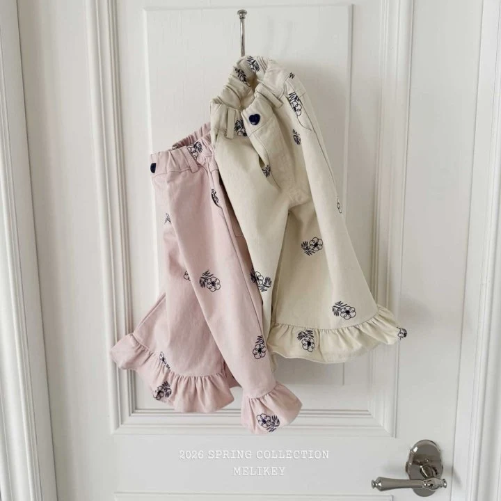 Melikey - Korean Children Fashion - #magicofchildhood - Floral Embroidered Pants