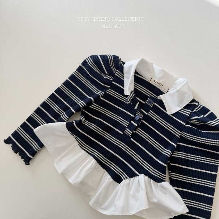 Melikey - Korean Children Fashion - #magicofchildhood - Diagonal Frill Collar Tee - 5