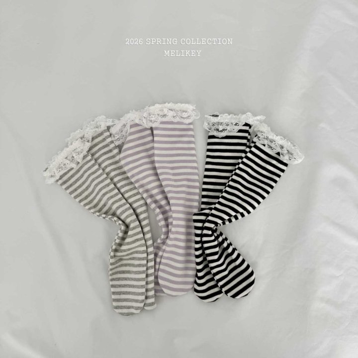 Melikey - Korean Children Fashion - #magicofchildhood - Striped Lace Socks - 4
