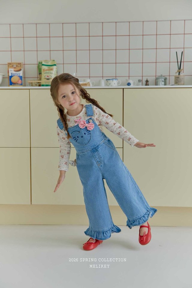 Melikey - Korean Children Fashion - #minifashionista - Kitty Overalls (Ribbon Set) - 8