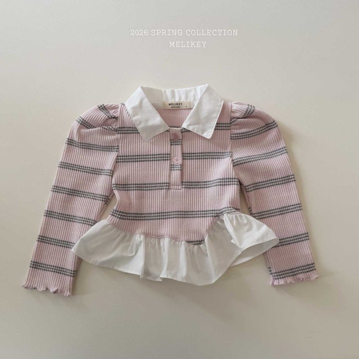 Melikey - Korean Children Fashion - #minifashionista - Diagonal Frill Collar Tee - 6