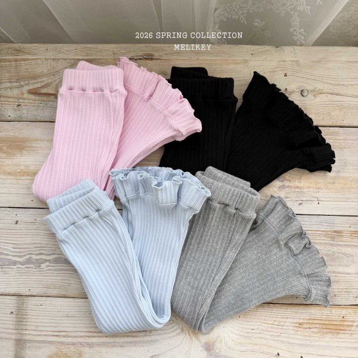 Melikey - Korean Children Fashion - #minifashionista - Ribbed Frill Bootcut Pants