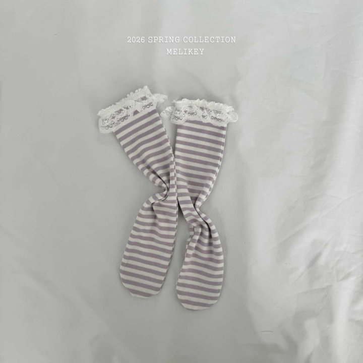 Melikey - Korean Children Fashion - #prettylittlegirls - Striped Lace Socks - 5