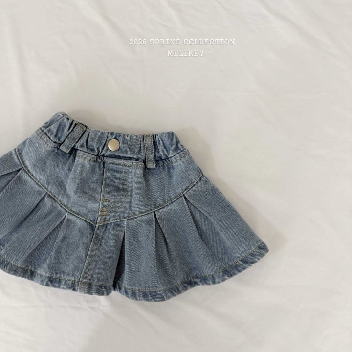 Melikey - Korean Children Fashion - #prettylittlegirls - Lotte Pleated Skirt (Light Denim)