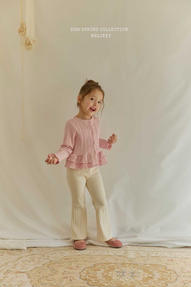 Melikey - Korean Children Fashion - #prettylittlegirls - Chain Jacquard Bootcut Pants - 8