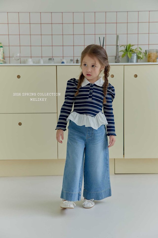 Melikey - Korean Children Fashion - #prettylittlegirls - Diagonal Frill Collar Tee - 7