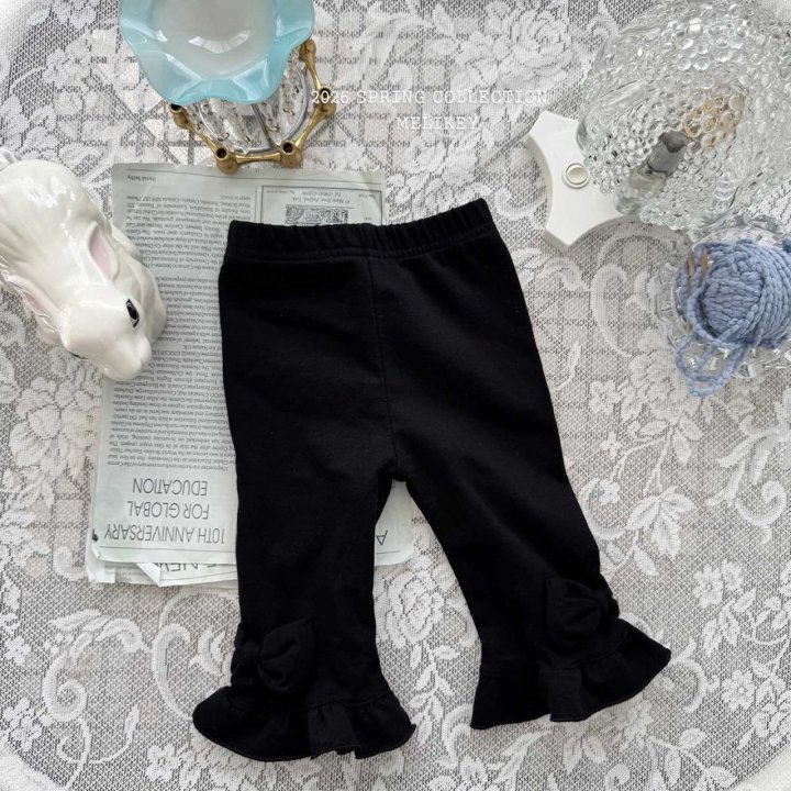 Melikey - Korean Children Fashion - #minifashionista - Ribbon Frill Cropped Leggings - 4