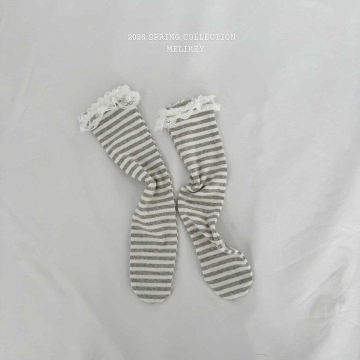 Melikey - Korean Children Fashion - #todddlerfashion - Striped Lace Socks - 6