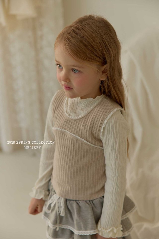 Melikey - Korean Children Fashion - #todddlerfashion - Celine Lace Sleeveless Tee - 12