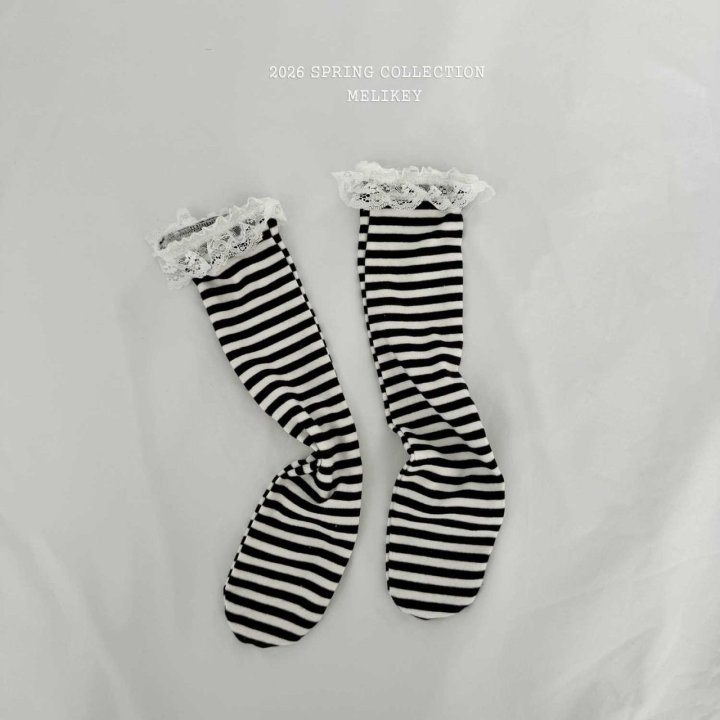 Melikey - Korean Children Fashion - #toddlerclothing - Striped Lace Socks - 7