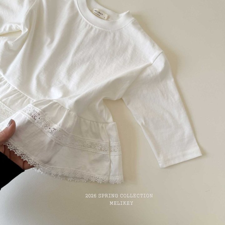 Melikey - Korean Children Fashion - #todddlerfashion - Ria Lace Frill Tee - 4