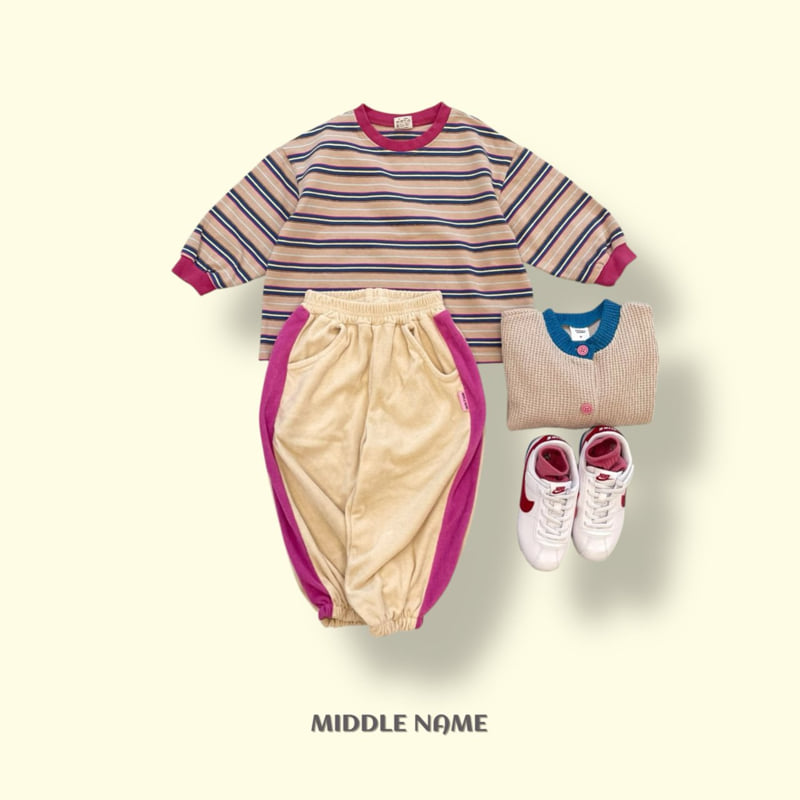 Middle Name - Korean Children Fashion - #childrensboutique - Terry Color Line Pants - 10