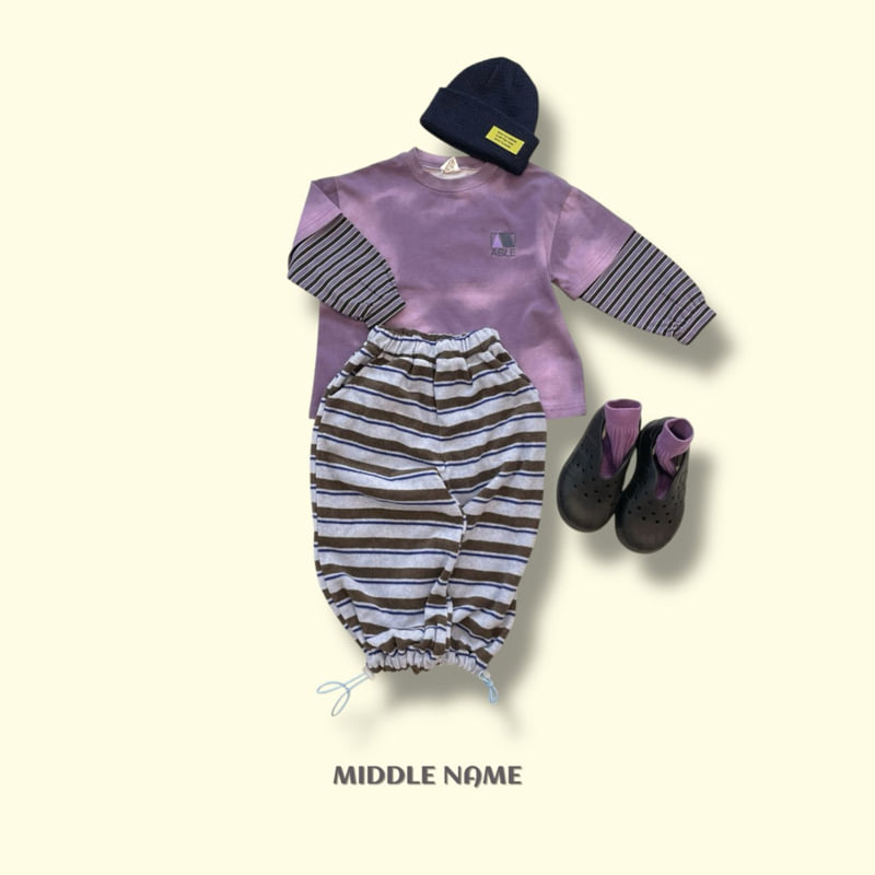 Middle Name - Korean Children Fashion - #discoveringself - Terry Stripe Pants - 8