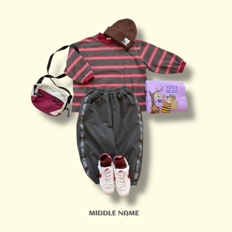 Middle Name - Korean Children Fashion - #fashionkids - Pigment Tape Jogger Pants - 5