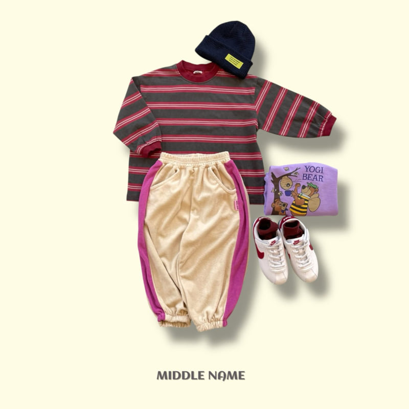 Middle Name - Korean Children Fashion - #magicofchildhood - Terry Color Line Pants - 3