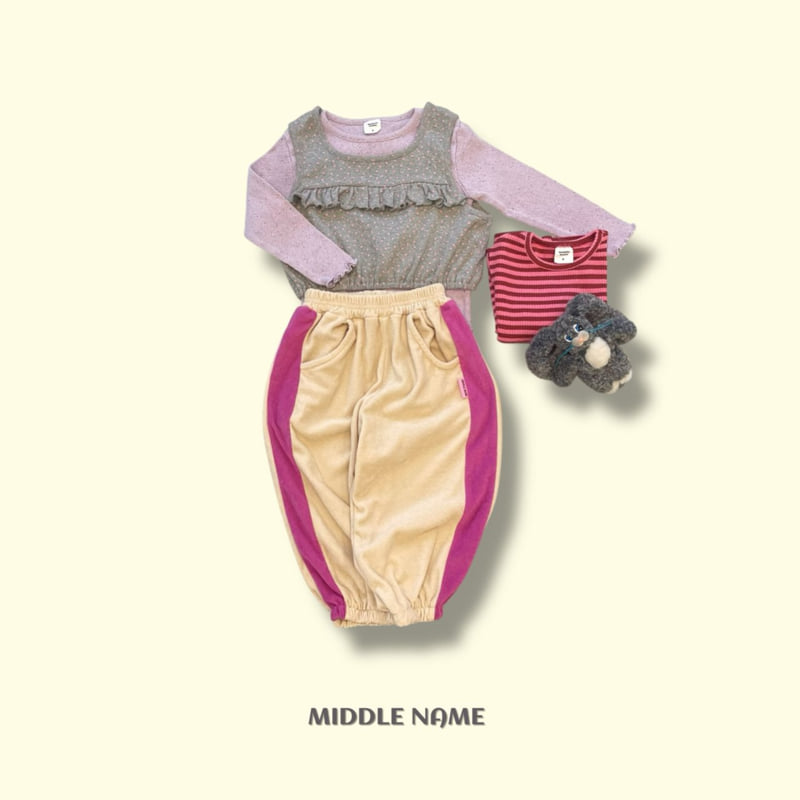 Middle Name - Korean Children Fashion - #stylishchildhood - Terry Color Line Pants - 8