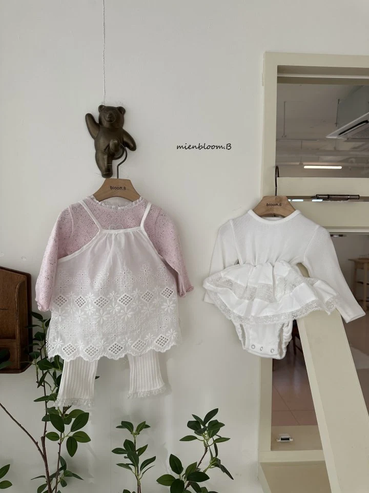 Mienbloom B - Korean Baby Fashion - #babyclothing - Bebe Ribbed Lace Suit - 11
