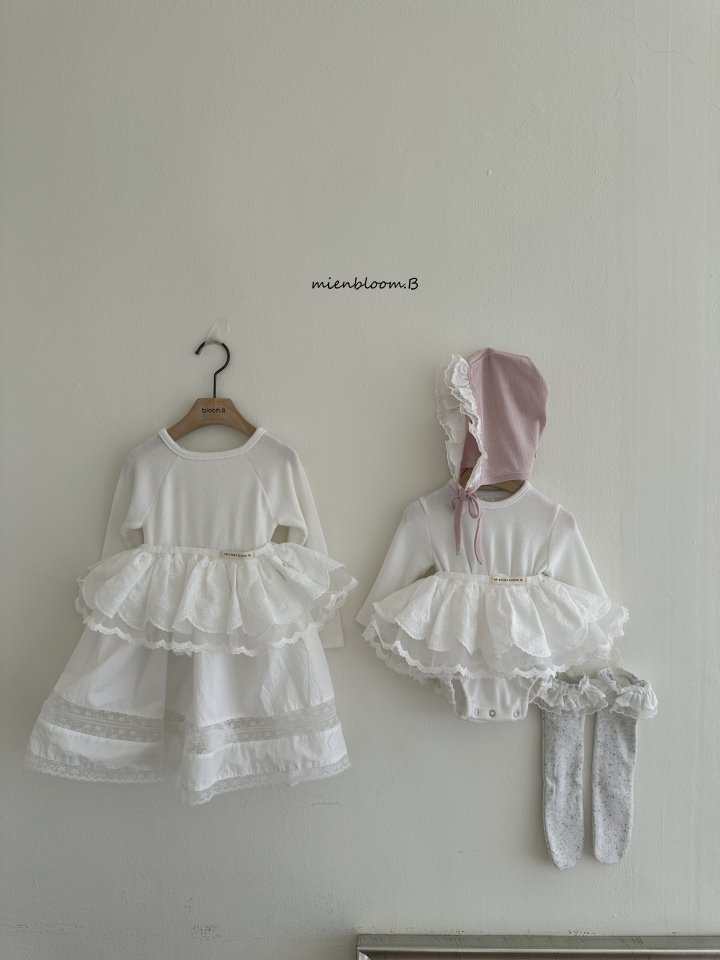 Mienbloom B - Korean Baby Fashion - #babyfashion - Bebe Ribbed Lace Suit - 12