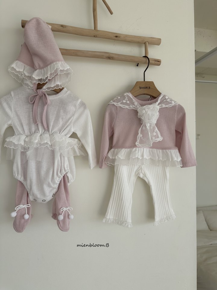 Mienbloom B - Korean Baby Fashion - #babyoninstagram - Bebe Lace Bonnet - 12