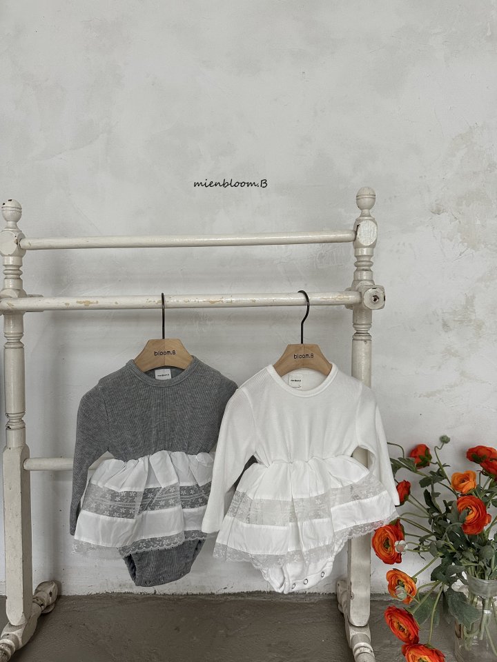 Mienbloom B - Korean Baby Fashion - #babyoutfit - Bebe Ribbed Lace Suit - 3