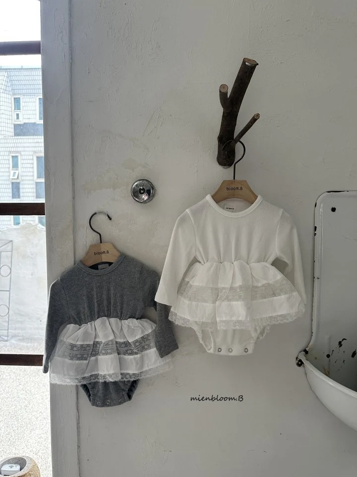 Mienbloom B - Korean Baby Fashion - #babyoutfit - Bebe Ribbed Lace Suit - 4