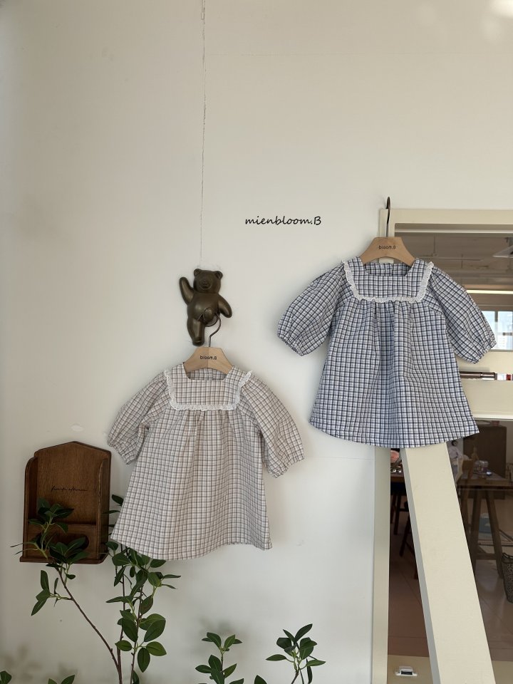 Mienbloom B - Korean Baby Fashion - #onlinebabyshop - Bebe Classic Check One-piece