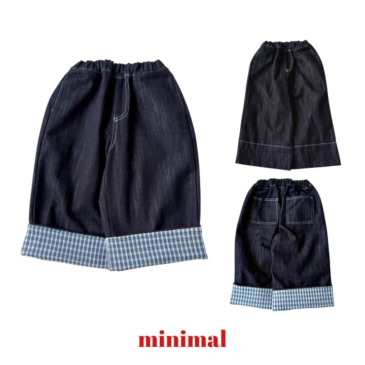 Roll Up Check Denim Pants by Minimal for Child - view 1