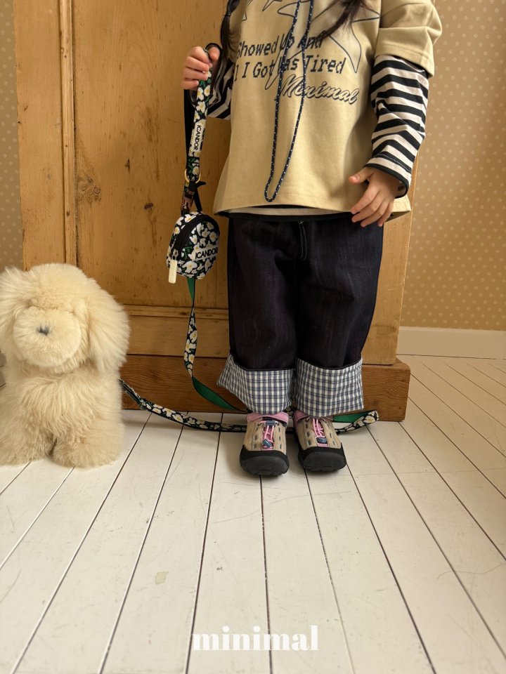 Roll Up Check Denim Pants by Minimal for Child - view 5