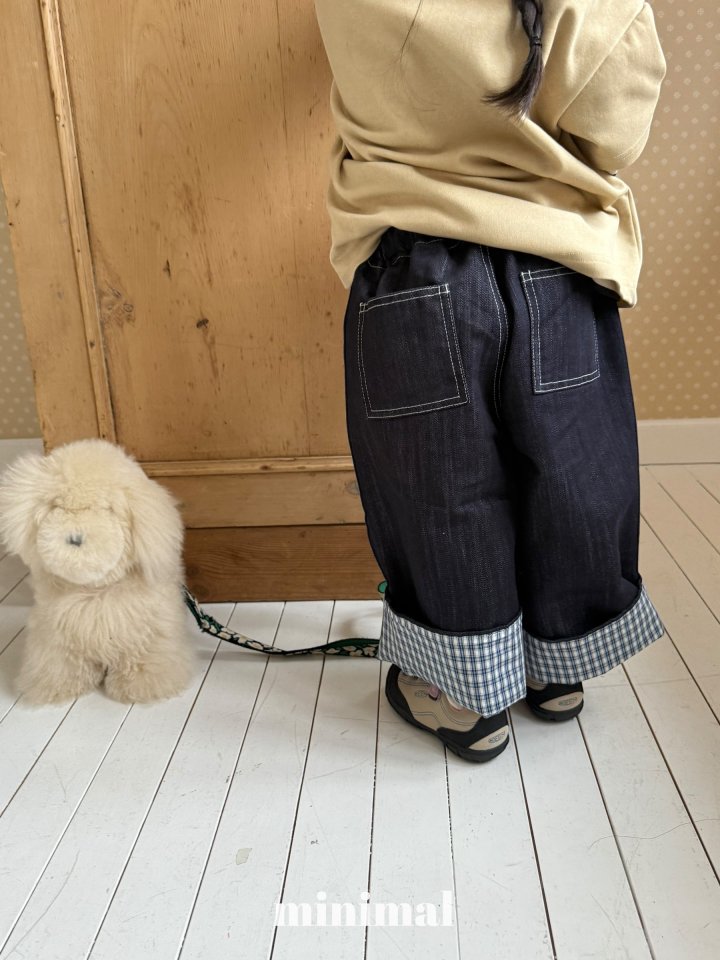 Roll Up Check Denim Pants by Minimal for Child - view 7