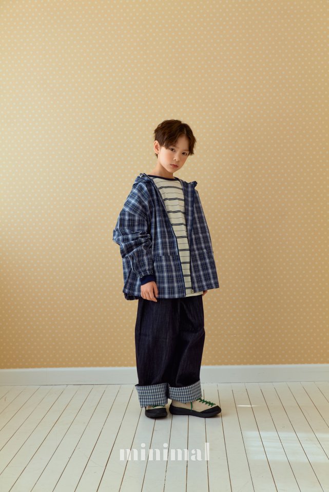 Roll Up Check Denim Pants by Minimal for Child - view 10