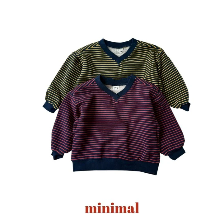 Minimal - Korean Women Fashion - #momslook - Stripe V Neck Sweatshirt (Adult)