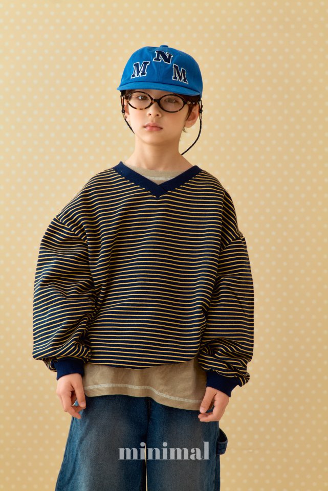 Minimal - Korean Women Fashion - #momslook - Stripe V Neck Sweatshirt (Adult) - 11