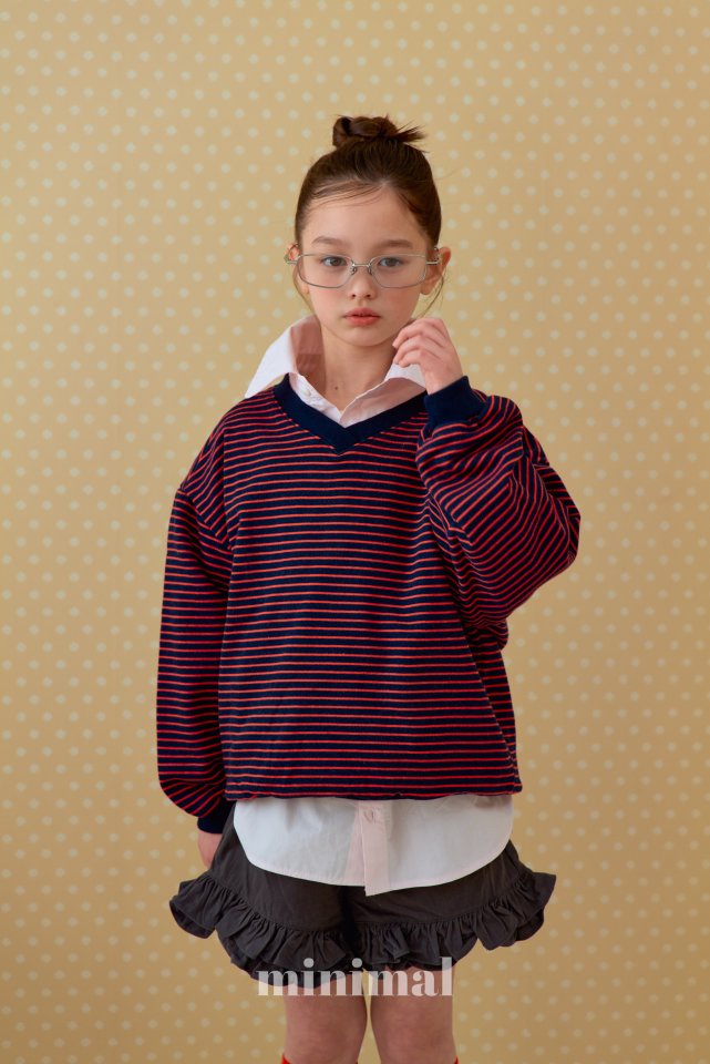 Minimal - Korean Women Fashion - #womensfashion - Stripe V Neck Sweatshirt (Adult) - 2