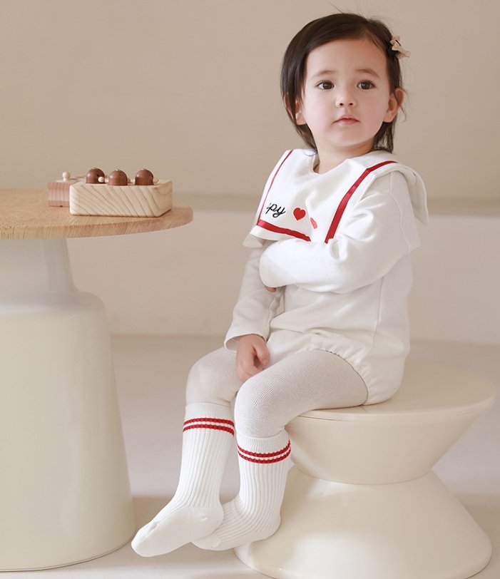 Miso - Korean Baby Fashion - #babyboutique - Fine Rib Double Line Half Socks - 6