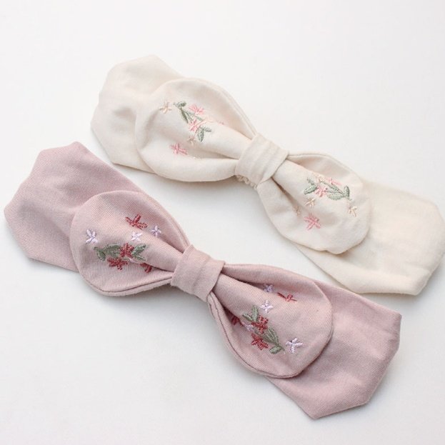 Miso - Korean Baby Fashion - #babyfashion - Flower Embroidered Hair Band (Bebe)