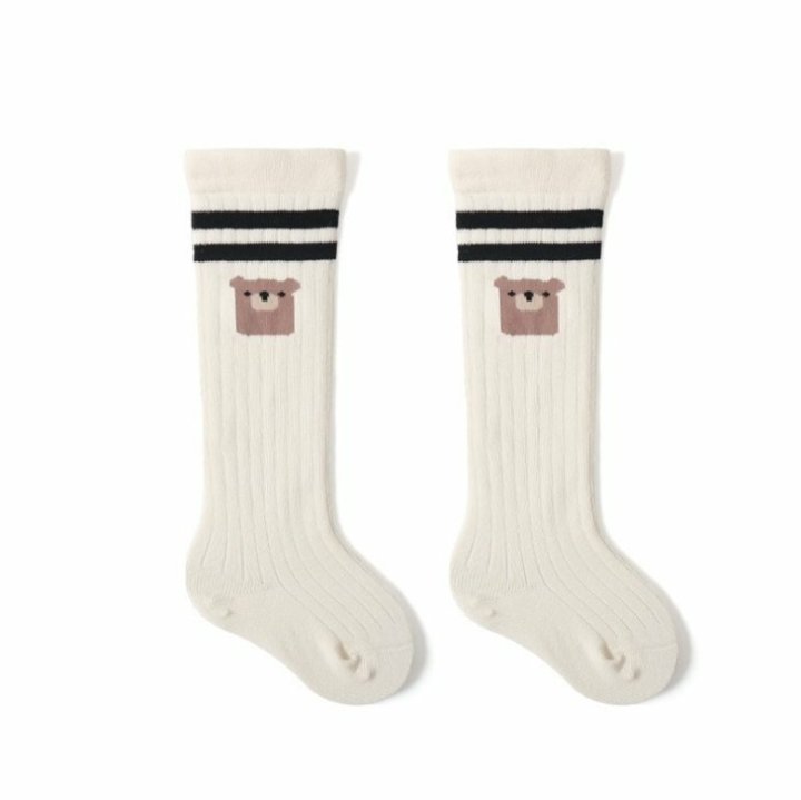 Miso - Korean Baby Fashion - #babyfashion - Double-Stripe Bear Socks
