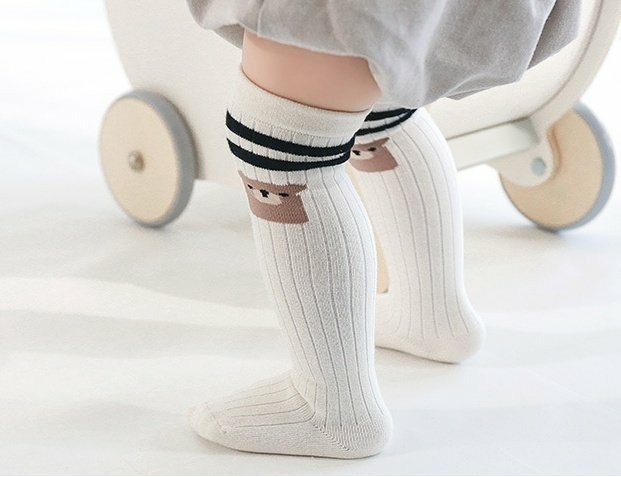 Miso - Korean Baby Fashion - #babyfever - Double-Stripe Bear Socks - 2
