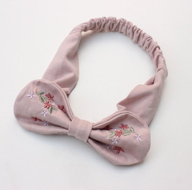 Miso - Korean Baby Fashion - #babygirlfashion - Flower Embroidered Hair Band (Bebe) - 3